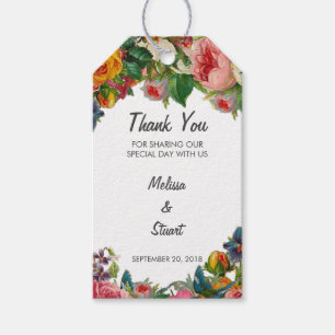 Étiquettes-cadeau Eau rustique fleurs d'été mariage Merci