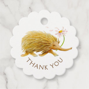 Étiquettes Cadeau Echidna jolie aquarelle art animal merci