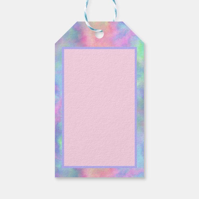 Étiquettes-cadeau éclaboussure d'aquarelle opale : (Dos)