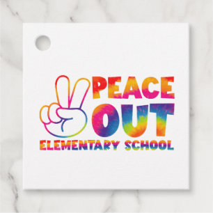 Étiquettes Cadeau École primaire Peace Out Tie Dye dernier jour