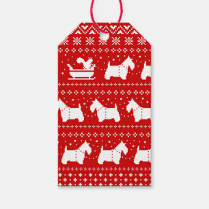 Étiquettes-cadeau Ecosse Terriers Noël Sleigh Holiday à partir de