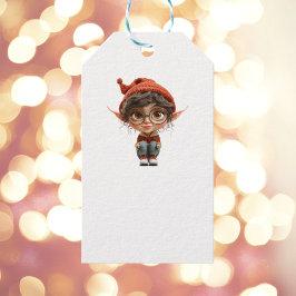 Étiquettes-cadeau Écouter Fille Noël Elfe Blanc Tags cadeaux