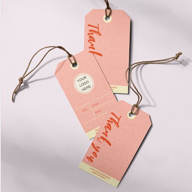 Étiquettes-cadeau Écran rose du logo d'entreprise personnalisé (Créateur téléchargé)