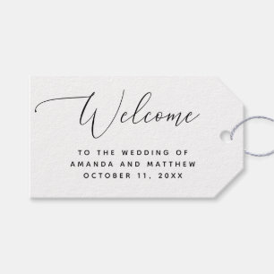 Étiquettes-cadeau Écriture Élégante. Bienvenue Mariage Classique Min