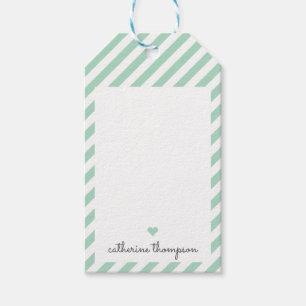 Étiquettes-cadeau Écriture féminine mint vert Coeur vert