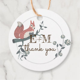 Étiquettes Cadeau Écureuil Bois Rustique Kraft Monogrammer Merci