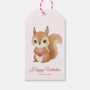 Étiquettes-cadeau Écureuil mignon avec la Saint-Valentin cœur
