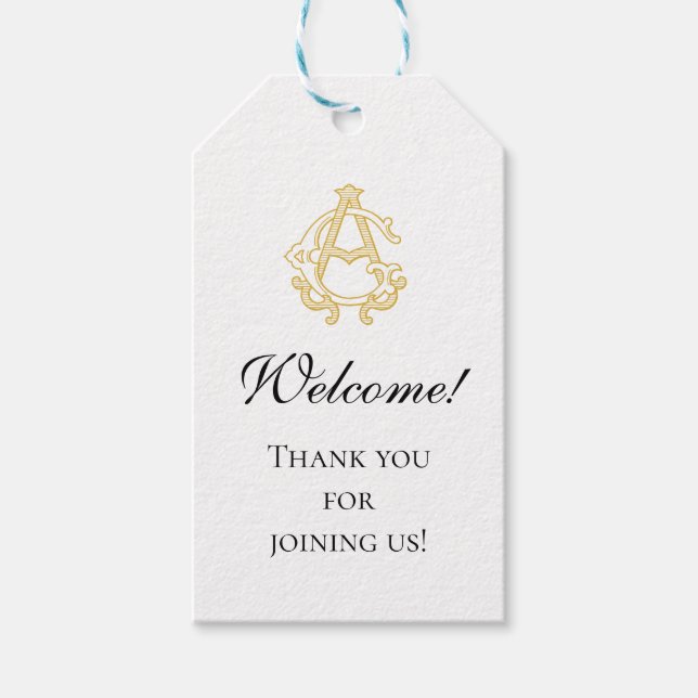 Étiquettes-cadeau ÉDITABLE COULEURS AG Monogramme GA Logo Favoriser  (Devant)