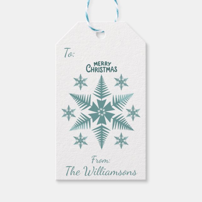 Étiquettes-cadeau Editable Snowflake Christmas/Holiday (Devant)