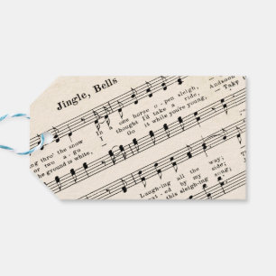 Étiquettes-cadeau Édition vintage 1850 Jingle Bells Sheet Music Tag
