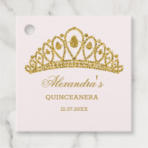 Étiquettes Cadeau Effet parties scintillant or moderne tiara Quincea