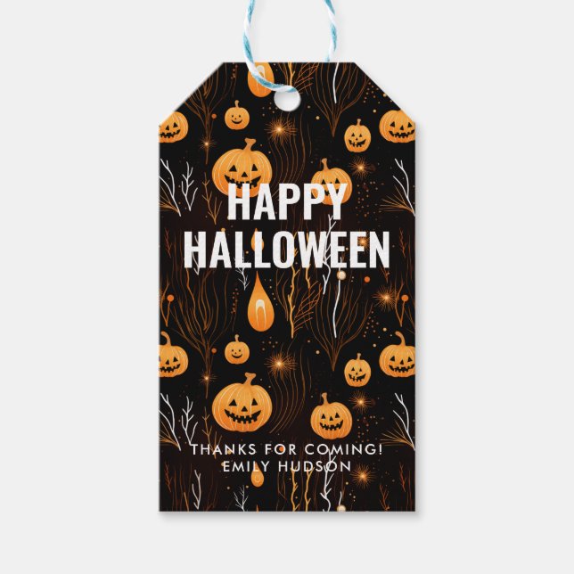 Étiquettes-cadeau Éffrayant Citrouille Halloween (Devant)