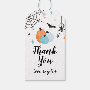 Étiquettes-cadeau Éffrayant Halloween Anniversaire Bleu Citrouille T