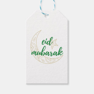 Étiquettes-cadeau Eid Moubarak - Balise cadeaux - Vert et Or