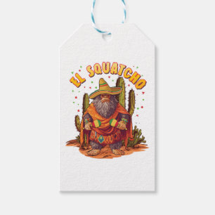 Étiquettes-cadeau El Squatcho Bigfoot avec Maraca, Sombrero et Ponc