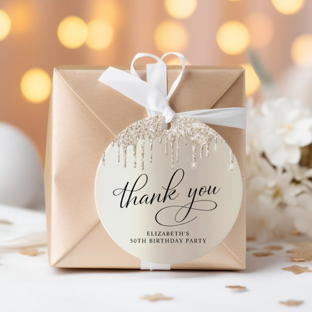 Étiquettes Cadeau Élégant 50e anniversaire de la Parties scintillant (Créateur téléchargé)