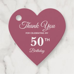 Étiquettes Cadeau Elégant 50e anniversaire Merci Rose or