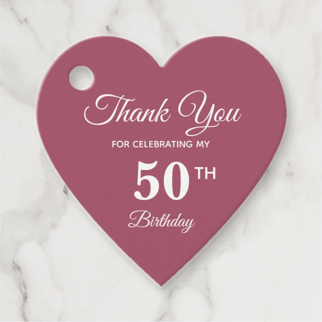 Étiquettes Cadeau Elégant 50e anniversaire Merci Rose or (Devant)