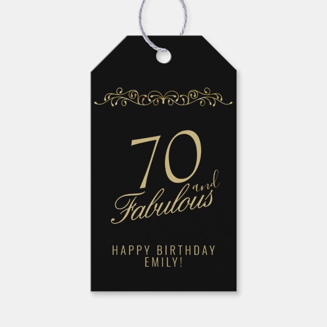 Étiquettes-cadeau Elégant 70 et fabuleux ornement 70e anniversaire (Devant)