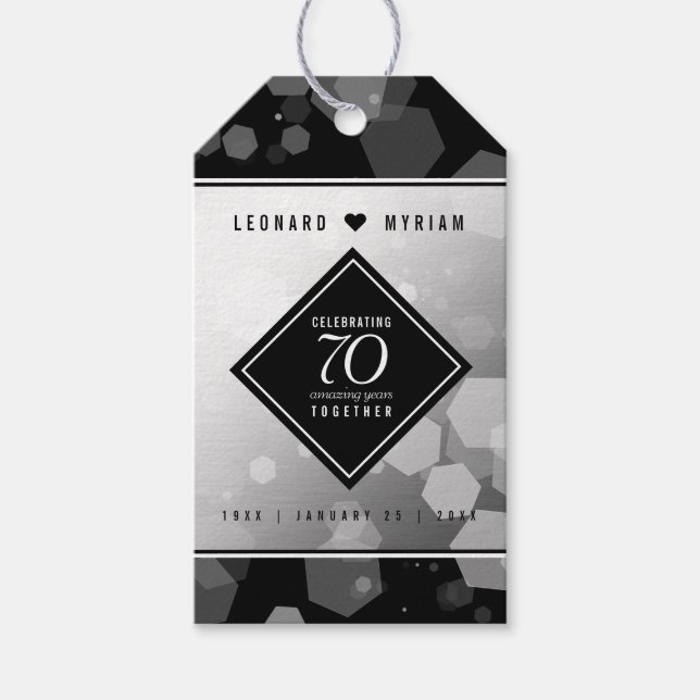 Étiquettes-cadeau Élégant 70e anniversaire de Mariage Platinum (Devant)