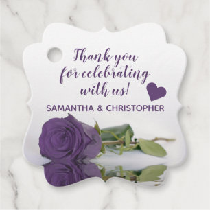 Étiquettes Cadeau Élégant Améthyste Rose violet Merci Mariage