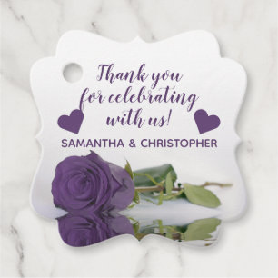 Étiquettes Cadeau Élégant Améthyste Rose violet Merci Mariage