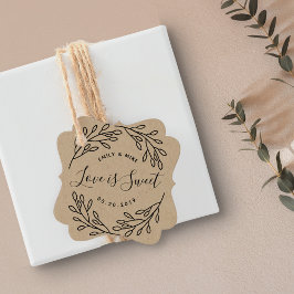 Étiquettes Cadeau Élégant amour botanique est Mariage doux Kraft