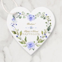 Étiquettes Cadeau Elégant Aquarelle bleu Fleurs Mariage de couronnes
