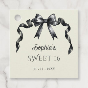 Étiquettes Cadeau Elégant Aquarelle Coquette Black Bow Sweet 16