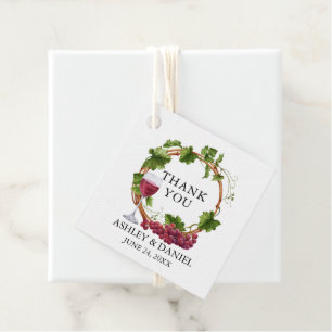 Étiquettes Cadeau Élégant aquarelle Grappe Vins Bois Mariage Wreath