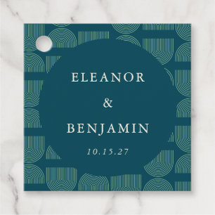 Étiquettes Cadeau Elégant Arc Retro Chic Turquoise Bleu Personnalisé