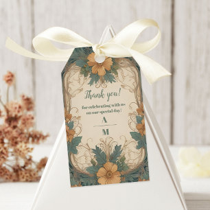 Étiquettes-cadeau Élégant Art Nouveau Floral Mariage