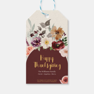 Étiquettes-cadeau Elégant automne floral Thanksgiving