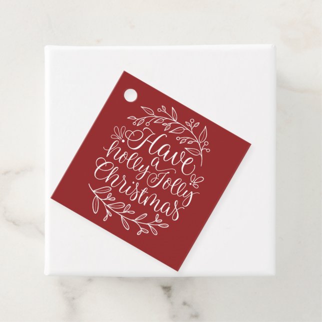 Étiquettes Cadeau Elegant Avoir une calligraphie de Noël Holly Jolly (En situation)