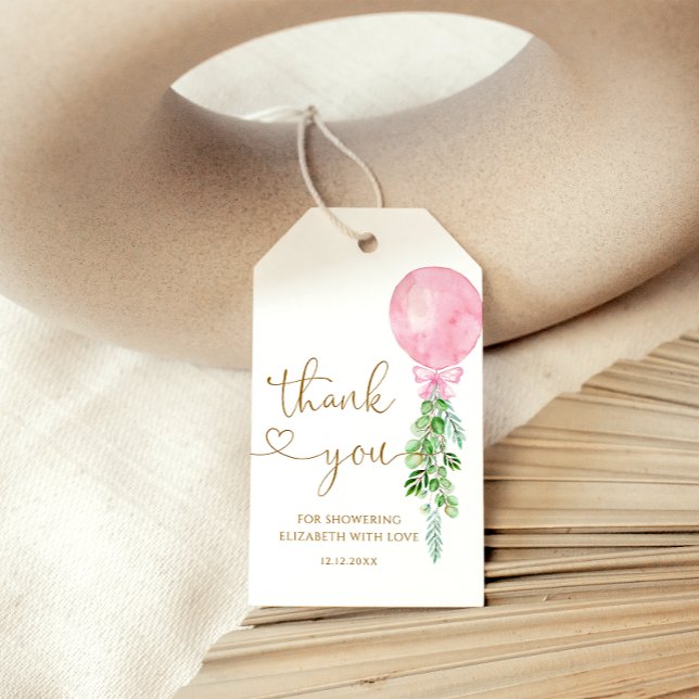 Étiquettes-cadeau Élégant Baby shower à ballets roses Merci (Créateur téléchargé)