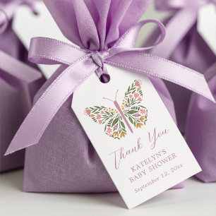 Étiquettes-cadeau Elégant Baby shower à papillon floral Favoriser