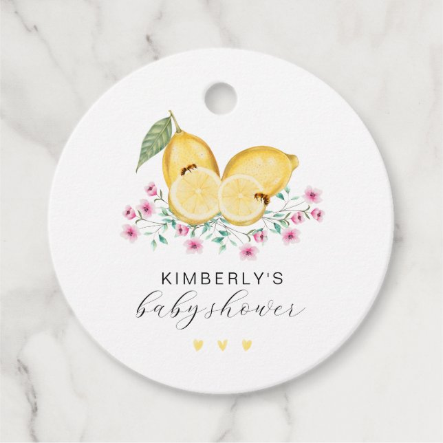 Étiquettes Cadeau Élégant Baby shower Citrus de Little Cutie Lemon (Devant)