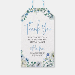Étiquettes-cadeau Elégant Baby shower de Merci de printemps bleu