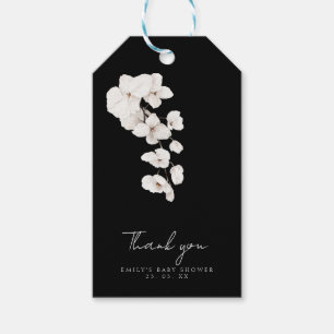 Étiquettes-cadeau Elégant Baby shower d'orchidées blanches noires Fa