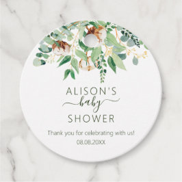 Étiquettes Cadeau Elégant Baby shower Floral Eucalyptus