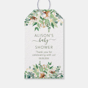 Étiquettes-cadeau Elégant Baby shower Floral Eucalyptus