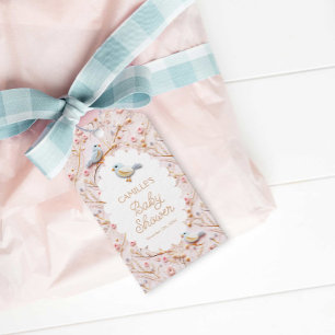 Étiquettes-cadeau Élégant Baby shower floral rose hivernal