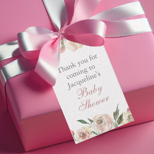 Étiquettes-cadeau Élégant Baby shower rose pâle Floral Personnalisé