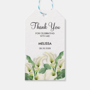Étiquettes-cadeau Elégant Blanc Calla Lily Floral Anniversaire