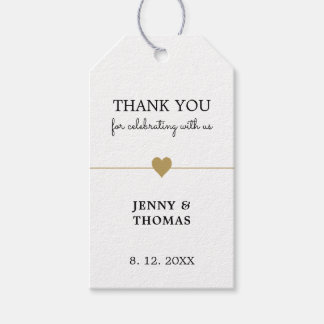 Étiquettes-cadeau Elégant Blanc pur Faux Gold Heart Thankyou Class