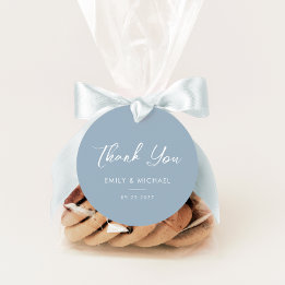 Étiquettes Cadeau Elégant bleu Dusty Minimal Mariage Merci