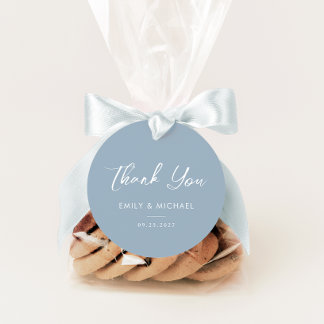 Étiquettes Cadeau Elégant bleu Dusty Minimal Mariage Merci
