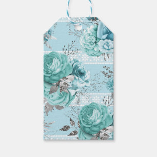 Étiquettes-cadeau Elégant bleu Rose détails dentelle