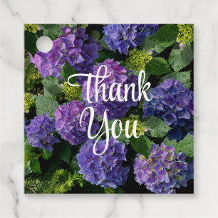 Étiquettes Cadeau Elégant bleu violet magenta vert hydrangée florale