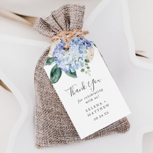 Étiquettes-cadeau Elégant Blue Hydrangea Mariage Merci Favoriser